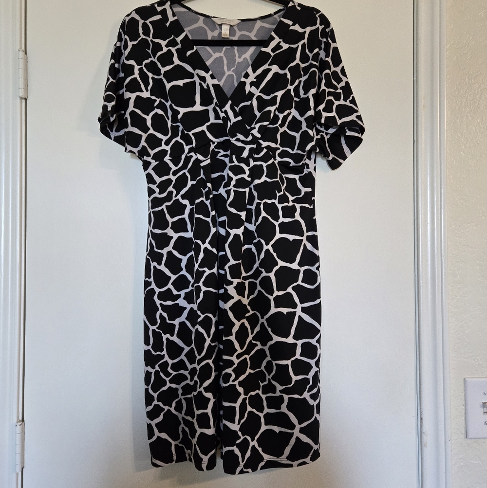 Three Seasons Maternity Black and White Midi Dress
